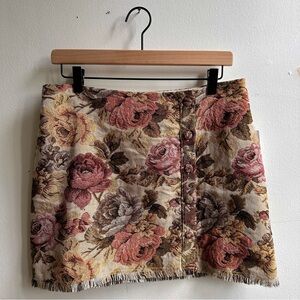 Jacquard Floral Tapestry Mini Skirt